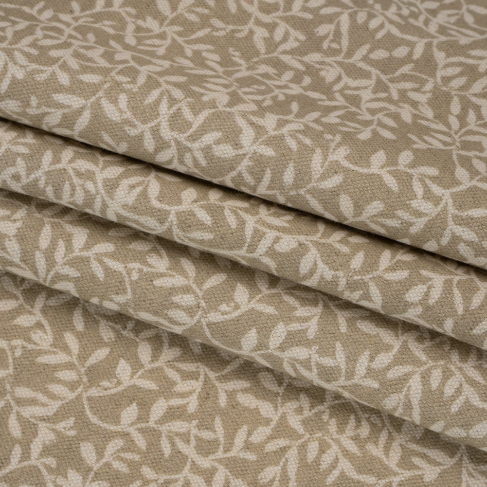Brushed Cotton and Linen Canvas - Jute Little Vines - British Imported Folded Brushed Cotton and Linen Canvas - Jute Little Vines - British Imported Folded