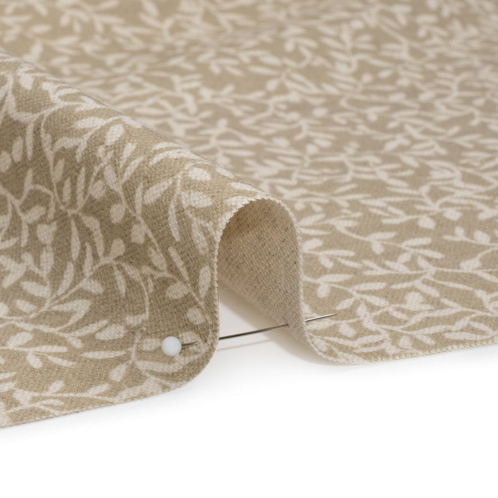 Brushed Cotton and Linen Canvas - Jute Little Vines - British Imported Detail Brushed Cotton and Linen Canvas - Jute Little Vines - British Imported Detail