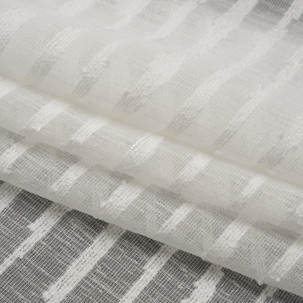Boucle Striped Drapery Sheer Fabric 118" - Chalk - British Imported Folded Boucle Striped Drapery Sheer Fabric 118" - Chalk - British Imported Folded