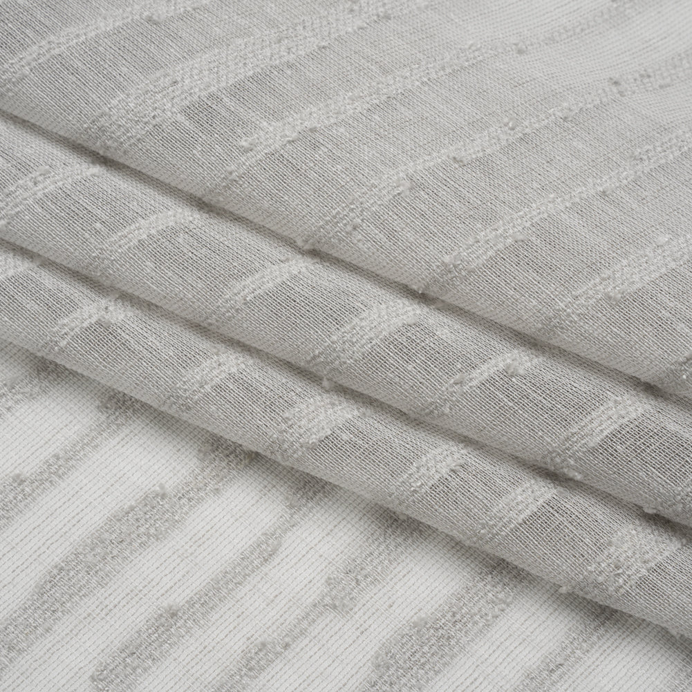 Boucle Striped Drapery Sheer Fabric 118" - Pebble - British Imported Folded Boucle Striped Drapery Sheer Fabric 118" - Pebble - British Imported Folded