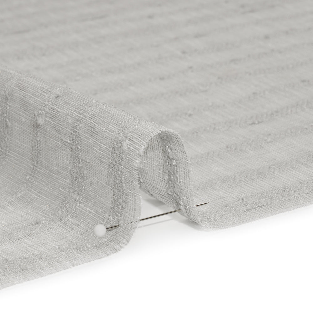 Boucle Striped Drapery Sheer Fabric 118" - Pebble - British Imported Detail Boucle Striped Drapery Sheer Fabric 118" - Pebble - British Imported Detail