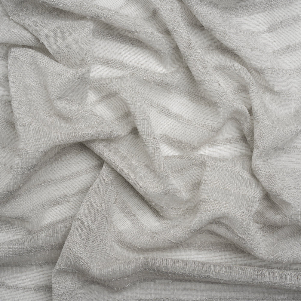 Boucle Striped Drapery Sheer Fabric 118" - Pebble - British Imported Boucle Striped Drapery Sheer Fabric 118" - Pebble - British Imported