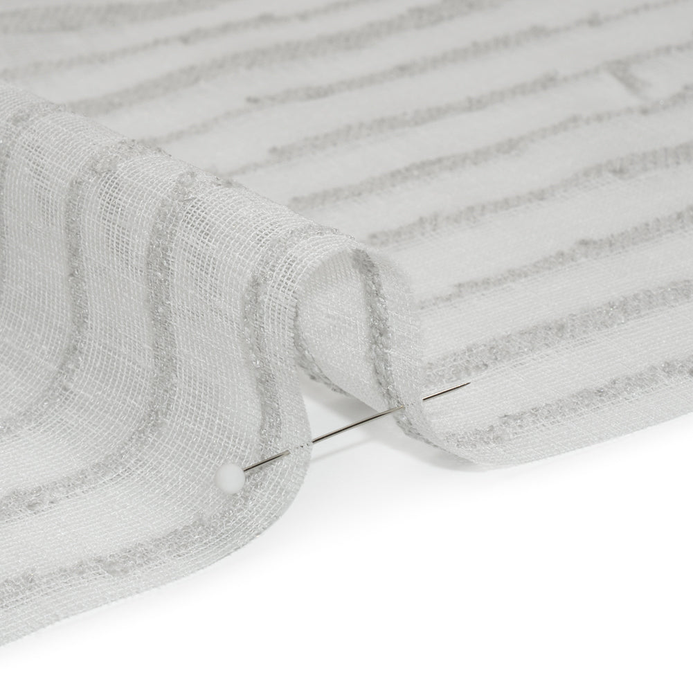 Boucle Striped Drapery Sheer Fabric 118" - Silver - British Imported Detail Boucle Striped Drapery Sheer Fabric 118" - Silver - British Imported Detail
