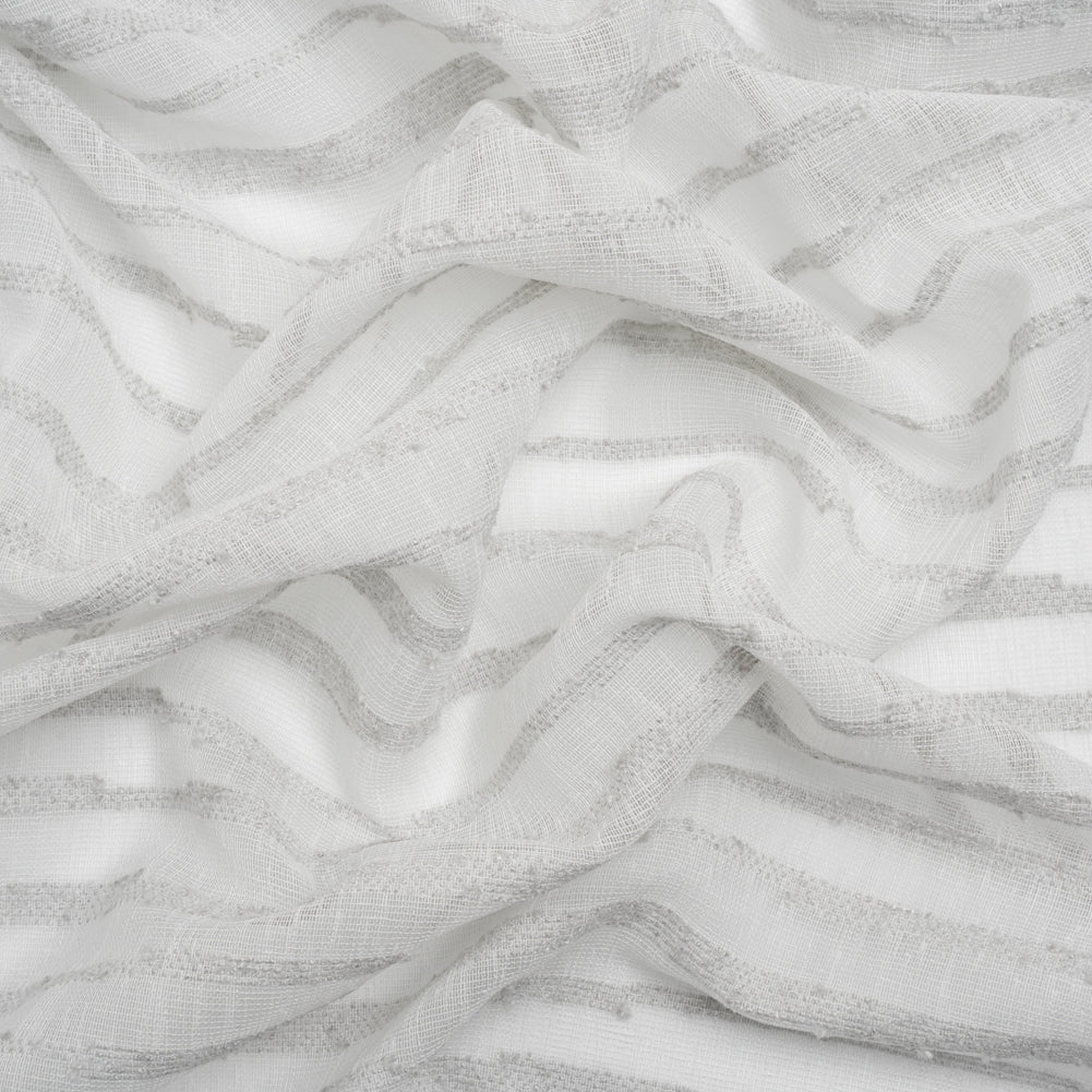 Boucle Striped Drapery Sheer Fabric 118" - Silver - British Imported Boucle Striped Drapery Sheer Fabric 118" - Silver - British Imported