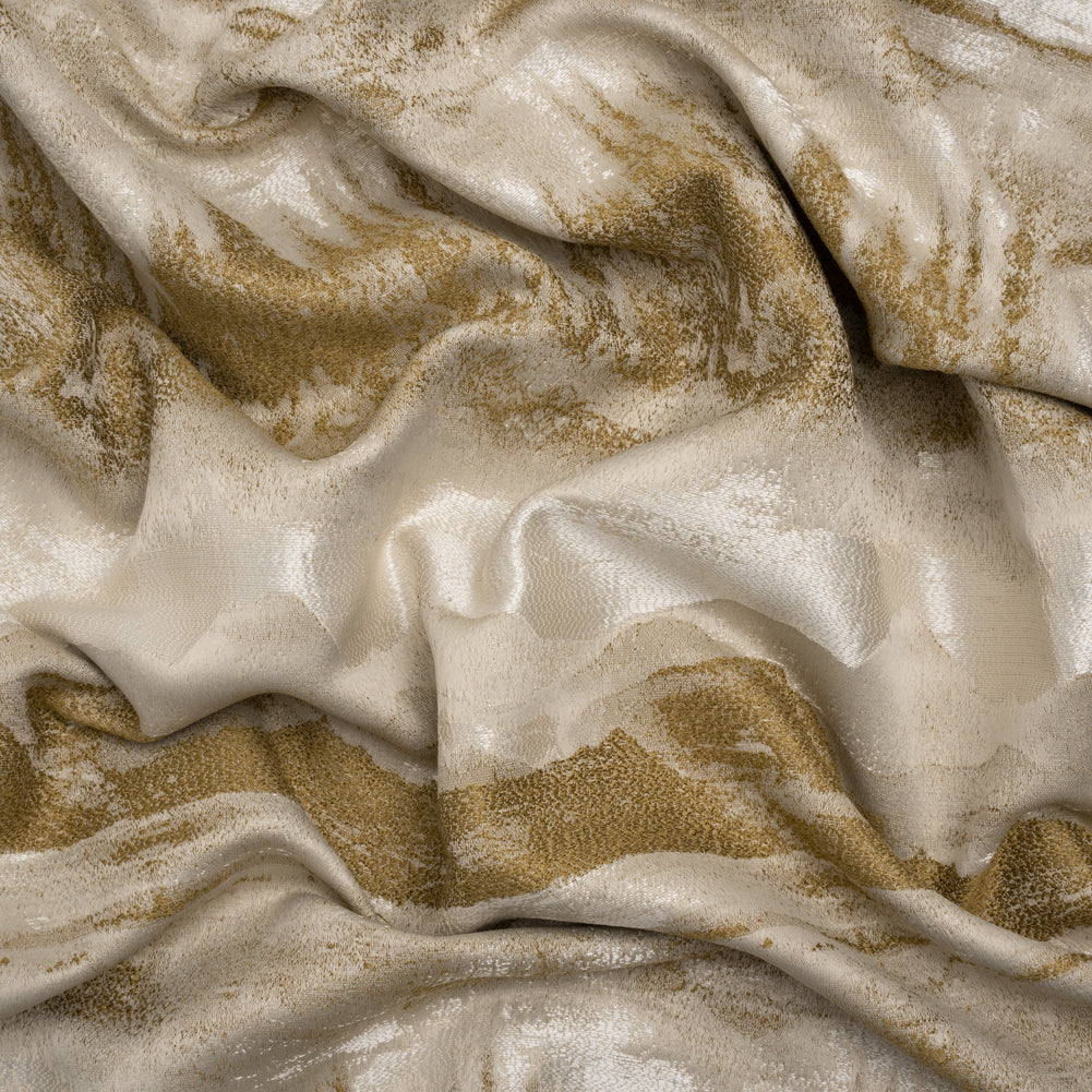 Recycled Polyester Drapery Jacquard - Ochre Hazy Landscapes - British Imported Recycled Polyester Drapery Jacquard - Ochre Hazy Landscapes - British Imported
