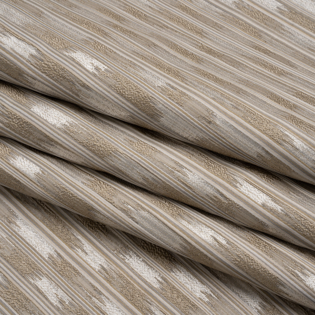 Recycled Polyester Drapery Jacquard - Flax Streaking Stripes - British Imported Folded Recycled Polyester Drapery Jacquard - Flax Streaking Stripes - British Imported Folded