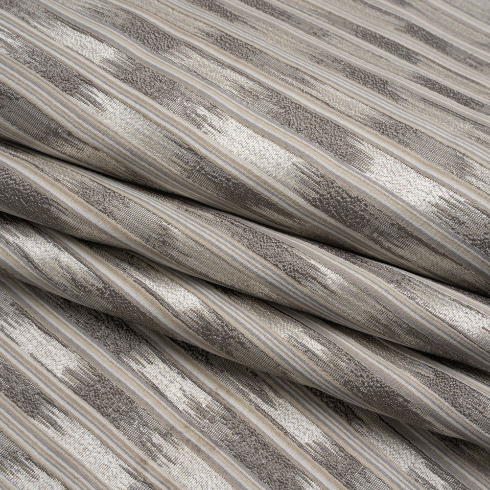 Recycled Polyester Drapery Jacquard - Slate Streaking Stripes - British Imported Folded Recycled Polyester Drapery Jacquard - Slate Streaking Stripes - British Imported Folded