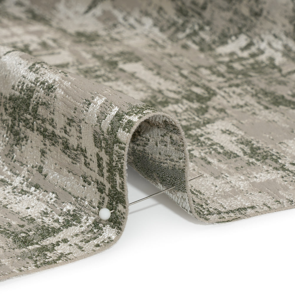 Recycled Polyester Drapery Jacquard - Forest Abstract Strokes - British Imported Detail Recycled Polyester Drapery Jacquard - Forest Abstract Strokes - British Imported Detail