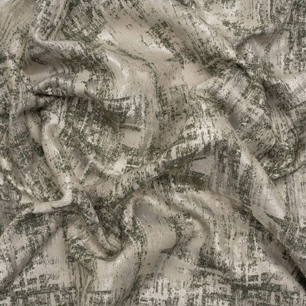 Recycled Polyester Drapery Jacquard - Forest Abstract Strokes - British Imported Recycled Polyester Drapery Jacquard - Forest Abstract Strokes - British Imported