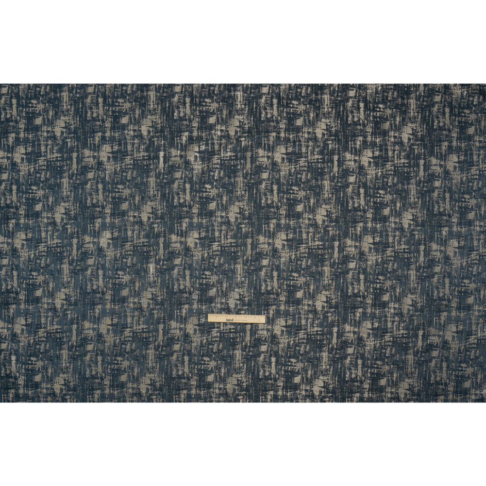 Recycled Polyester Drapery Jacquard - Indigo Abstract Strokes - British Imported Full Recycled Polyester Drapery Jacquard - Indigo Abstract Strokes - British Imported Full