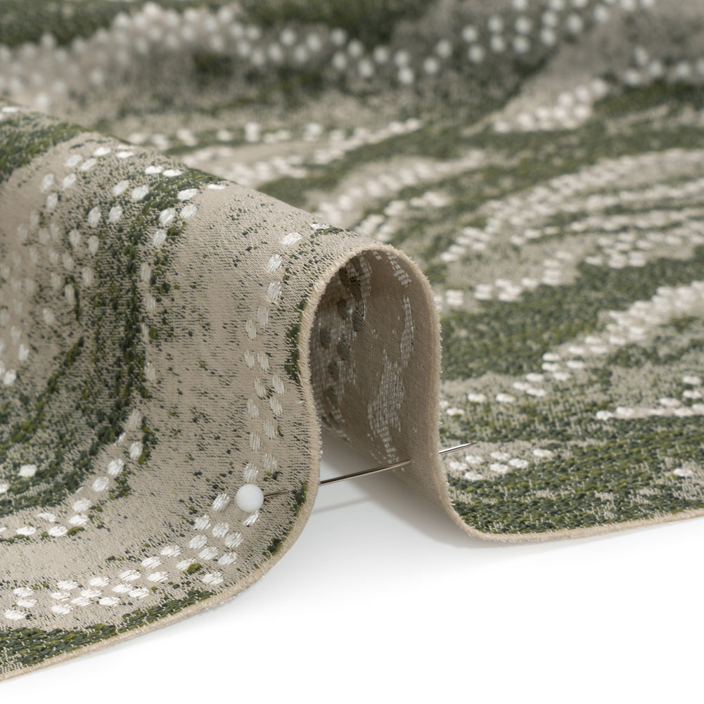 Recycled Polyester Jacquard - Forest Landscape Spots - British Imported Detail Recycled Polyester Jacquard - Forest Landscape Spots - British Imported Detail