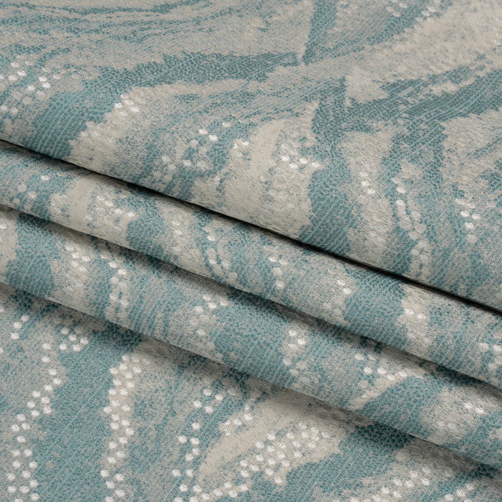 Recycled Polyester Jacquard - Seafoam Landscape Spots - British Imported Folded Recycled Polyester Jacquard - Seafoam Landscape Spots - British Imported Folded