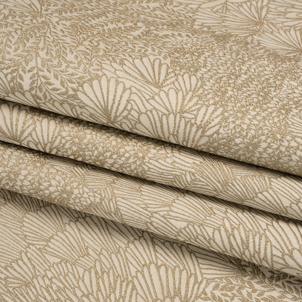 Recycled Polyester Jacquard - Flax Lush Garden - British Imported Folded Recycled Polyester Jacquard - Flax Lush Garden - British Imported Folded