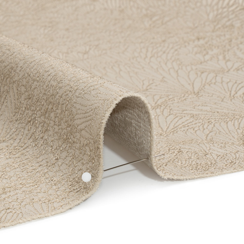 Recycled Polyester Jacquard - Flax Lush Garden - British Imported Detail Recycled Polyester Jacquard - Flax Lush Garden - British Imported Detail