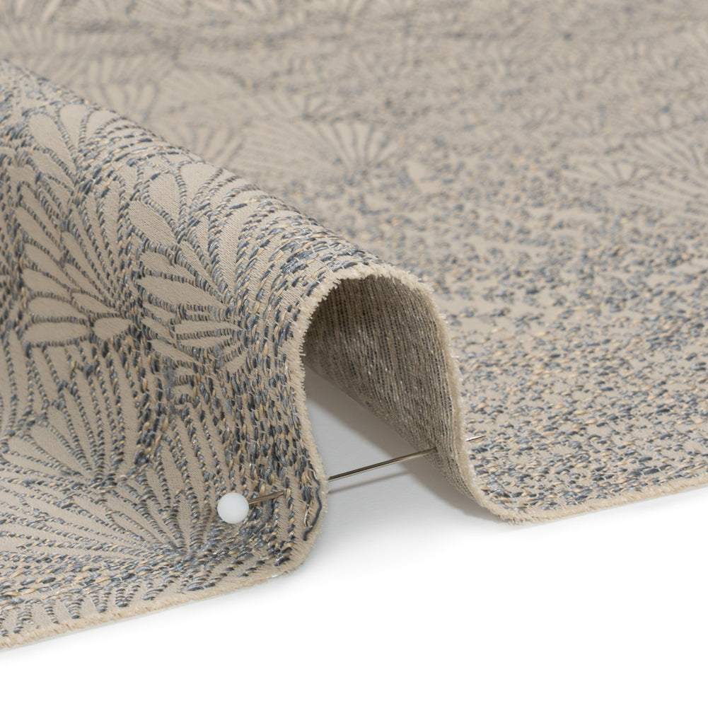 Recycled Polyester Jacquard - Slate Lush Garden - British Imported Detail Recycled Polyester Jacquard - Slate Lush Garden - British Imported Detail