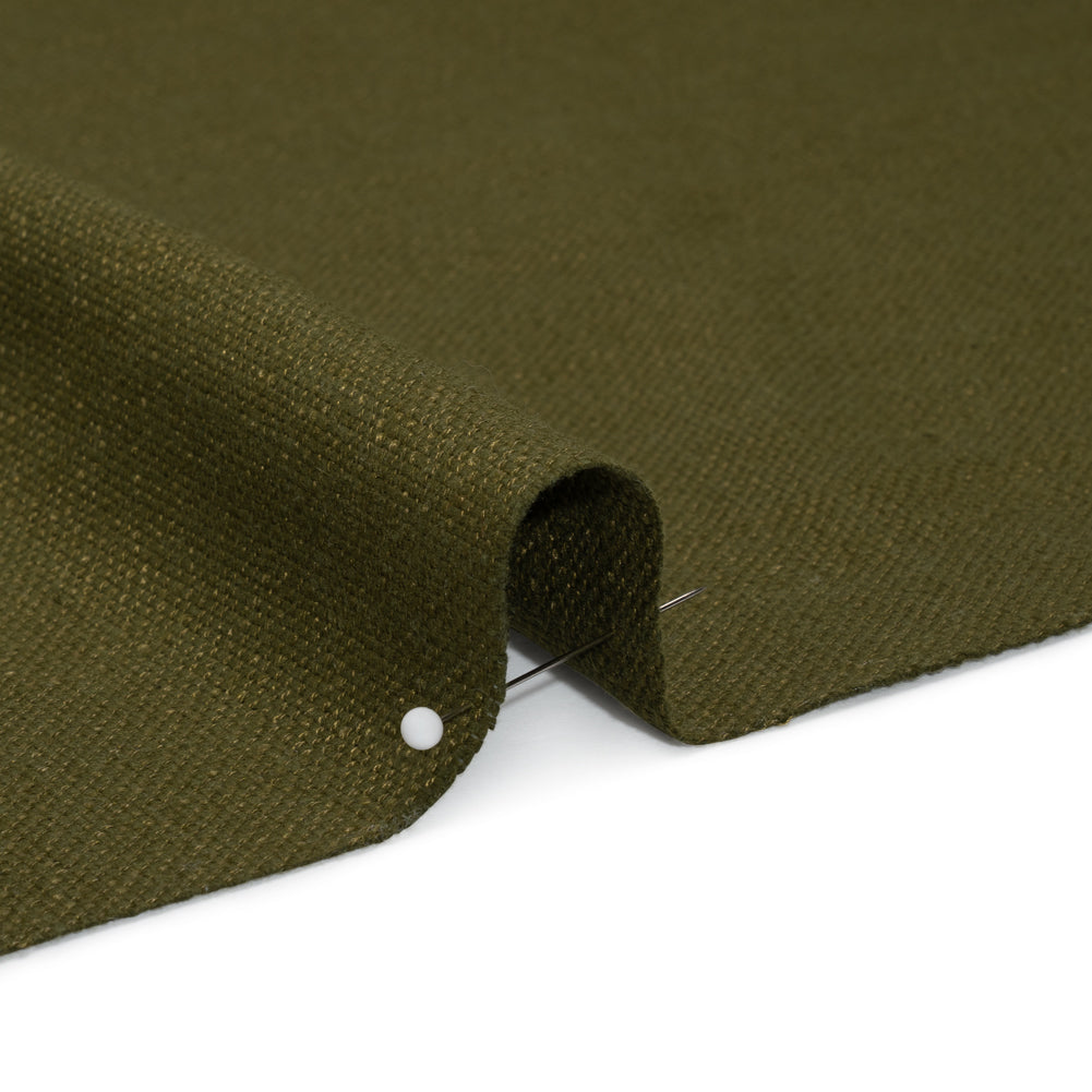 Linen Look Recycled Polyester and Cotton Woven - Olive - British Imported Linen Look Recycled Polyester and Cotton Woven - Olive - British Imported