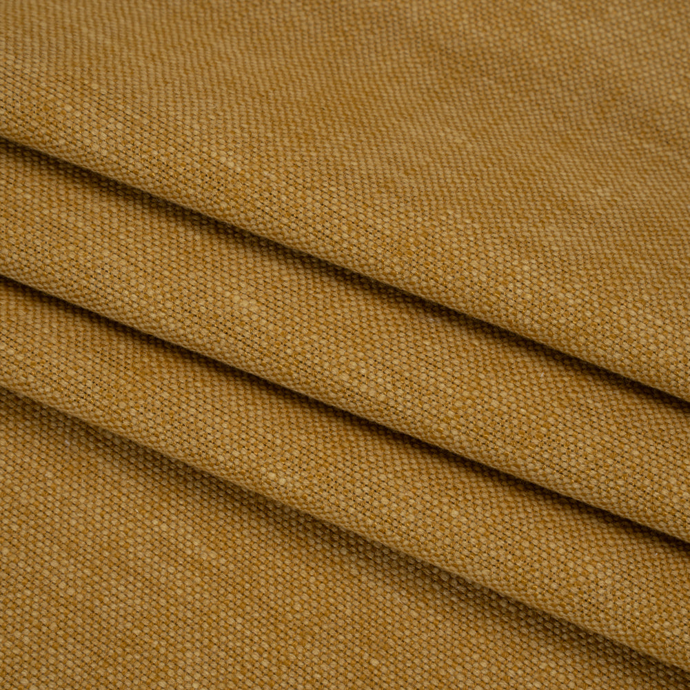 Linen Look Recycled Polyester and Cotton Woven - Tumeric - British Imported - Folded Linen Look Recycled Polyester and Cotton Woven - Tumeric - British Imported - Folded
