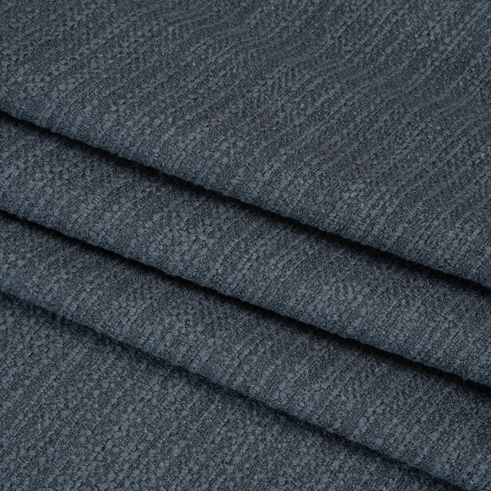 Textured Recycled Polyester Woven - Denim Boucle Stripes - British Imported Textured Recycled Polyester Woven - Denim Boucle Stripes - British Imported