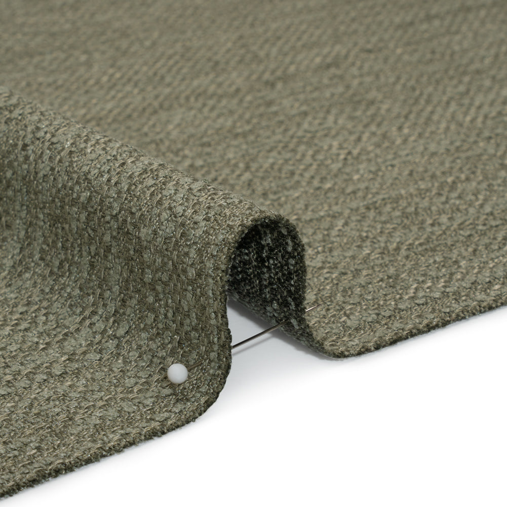 Textured Recycled Polyester Woven - Eucalyptus Boucle Stripes - British Imported Textured Recycled Polyester Woven - Eucalyptus Boucle Stripes - British Imported