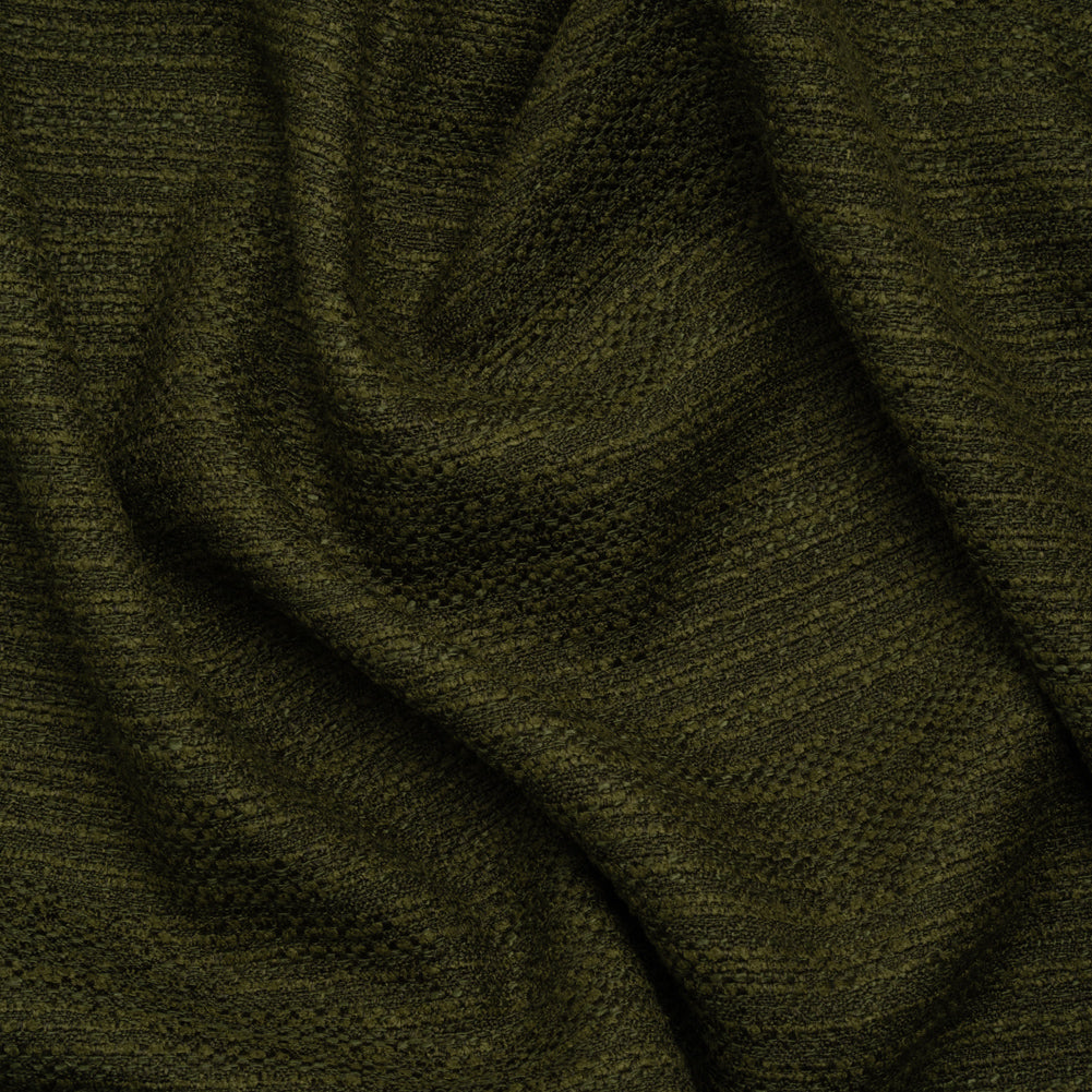 Textured Recycled Polyester Woven - Olive Boucle Stripes - British Imported Textured Recycled Polyester Woven - Olive Boucle Stripes - British Imported