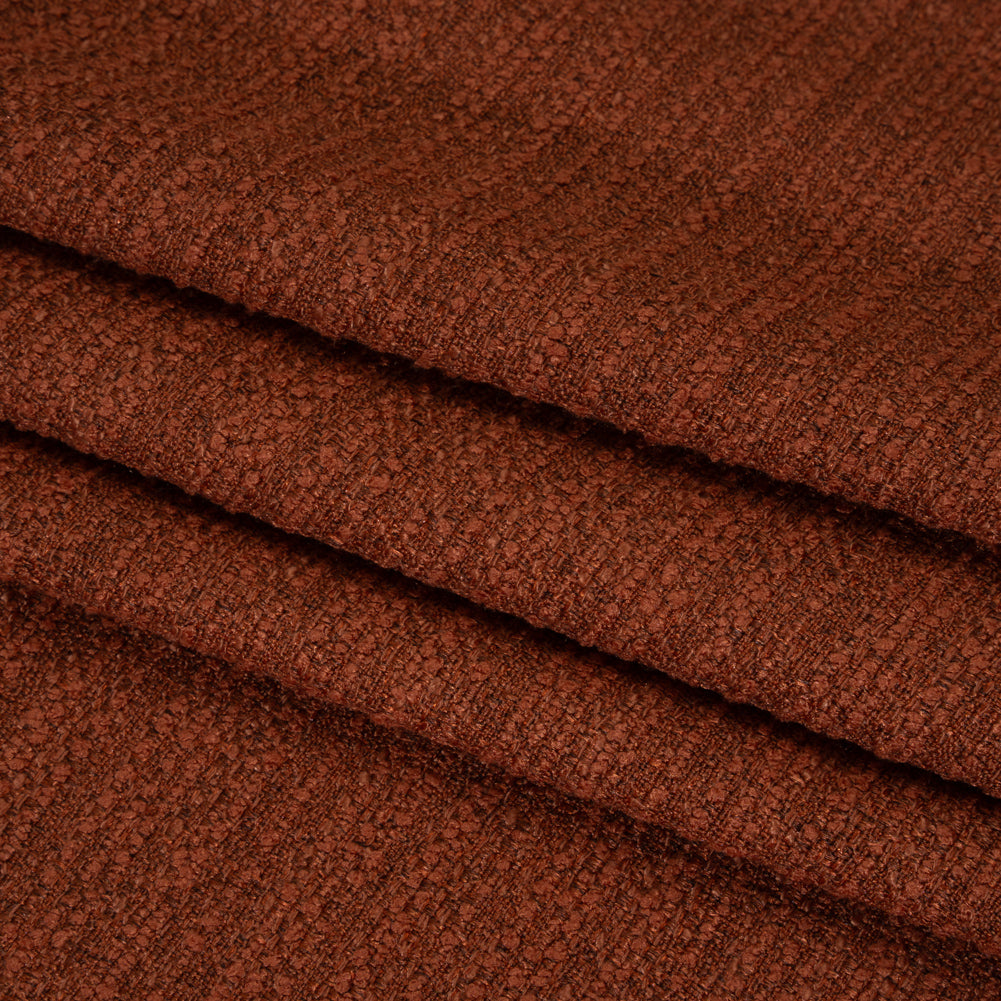 Textured Recycled Polyester Woven - Paprika Boucle Stripes - British Imported Textured Recycled Polyester Woven - Paprika Boucle Stripes - British Imported