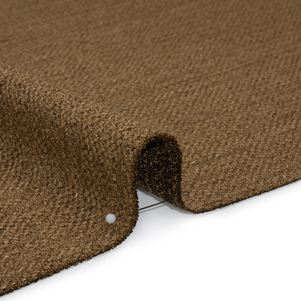 Textured Recycled Polyester Woven - Pecan Boucle Stripes - British Imported Textured Recycled Polyester Woven - Pecan Boucle Stripes - British Imported