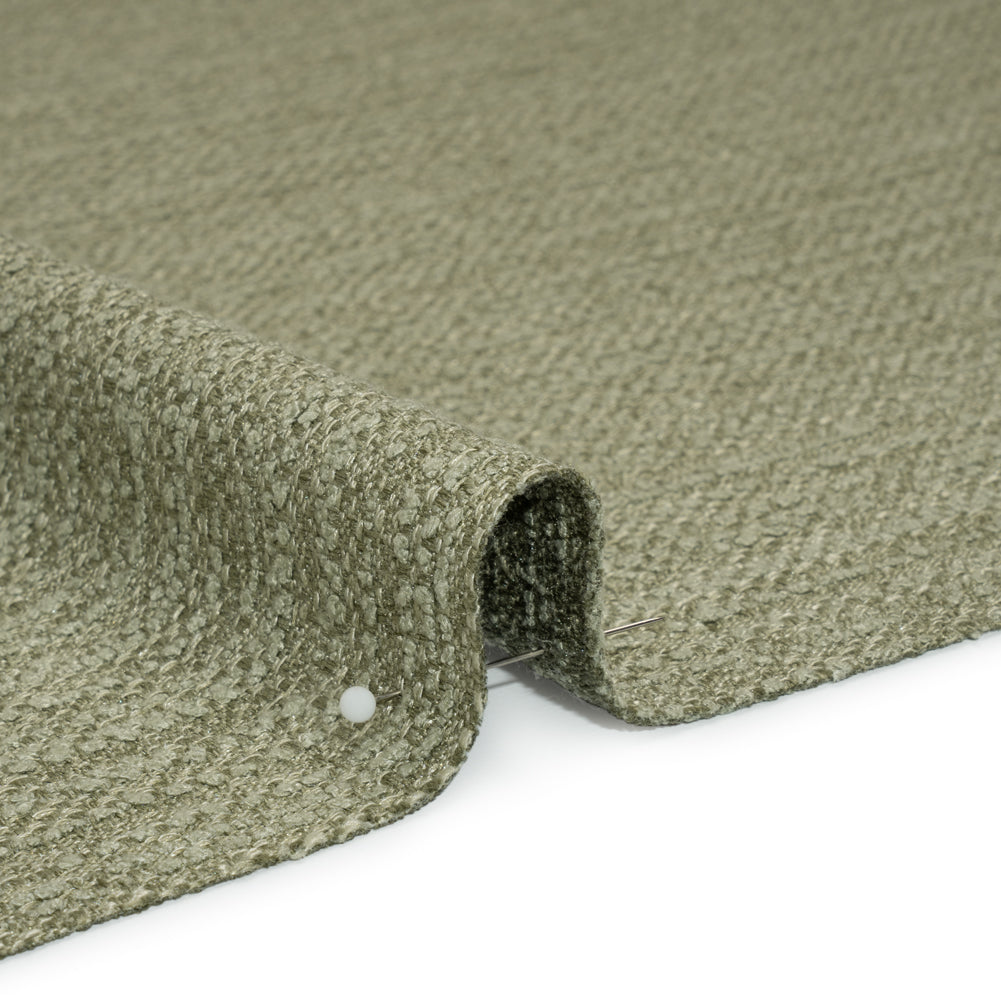 Textured Recycled Polyester Woven - Pistachio Boucle Stripes - British Imported Textured Recycled Polyester Woven - Pistachio Boucle Stripes - British Imported
