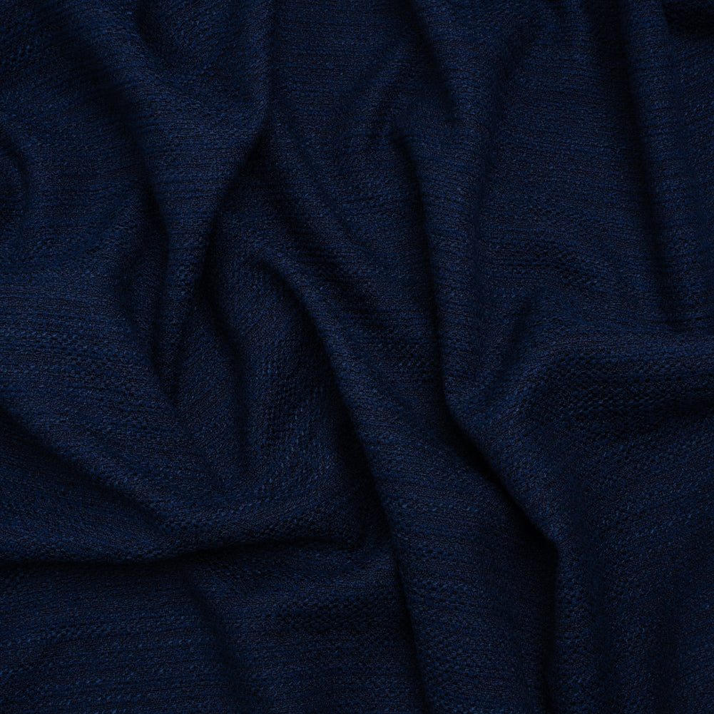 Textured Recycled Polyester Woven - Prussian Boucle Stripes - British Imported Textured Recycled Polyester Woven - Prussian Boucle Stripes - British Imported