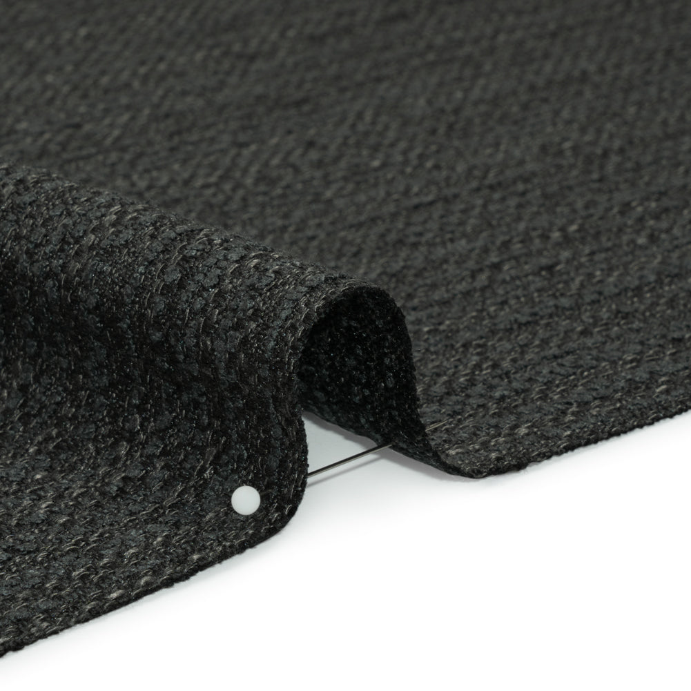 Textured Recycled Polyester Woven - Raven Boucle Stripes - British Imported Textured Recycled Polyester Woven - Raven Boucle Stripes - British Imported
