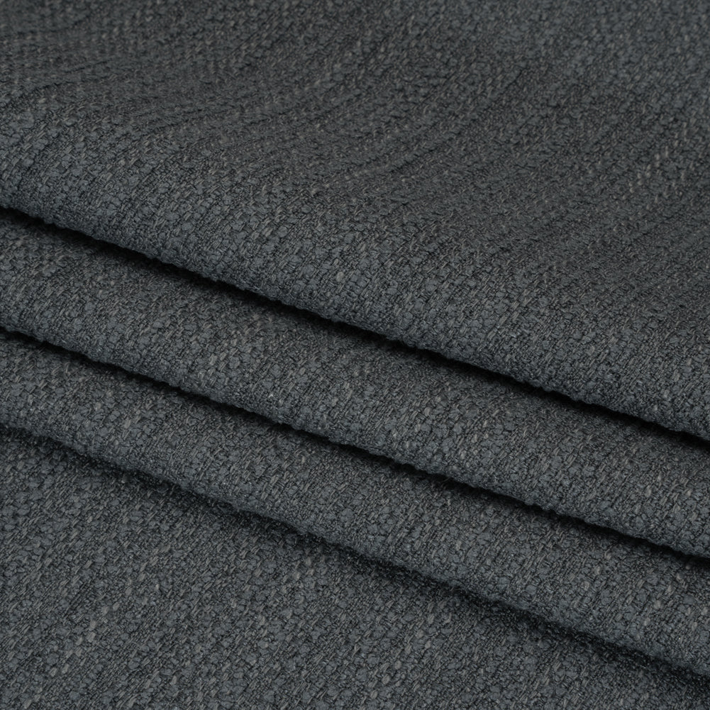 Textured Recycled Polyester Woven - Slate Boucle Stripes - British Imported Textured Recycled Polyester Woven - Slate Boucle Stripes - British Imported