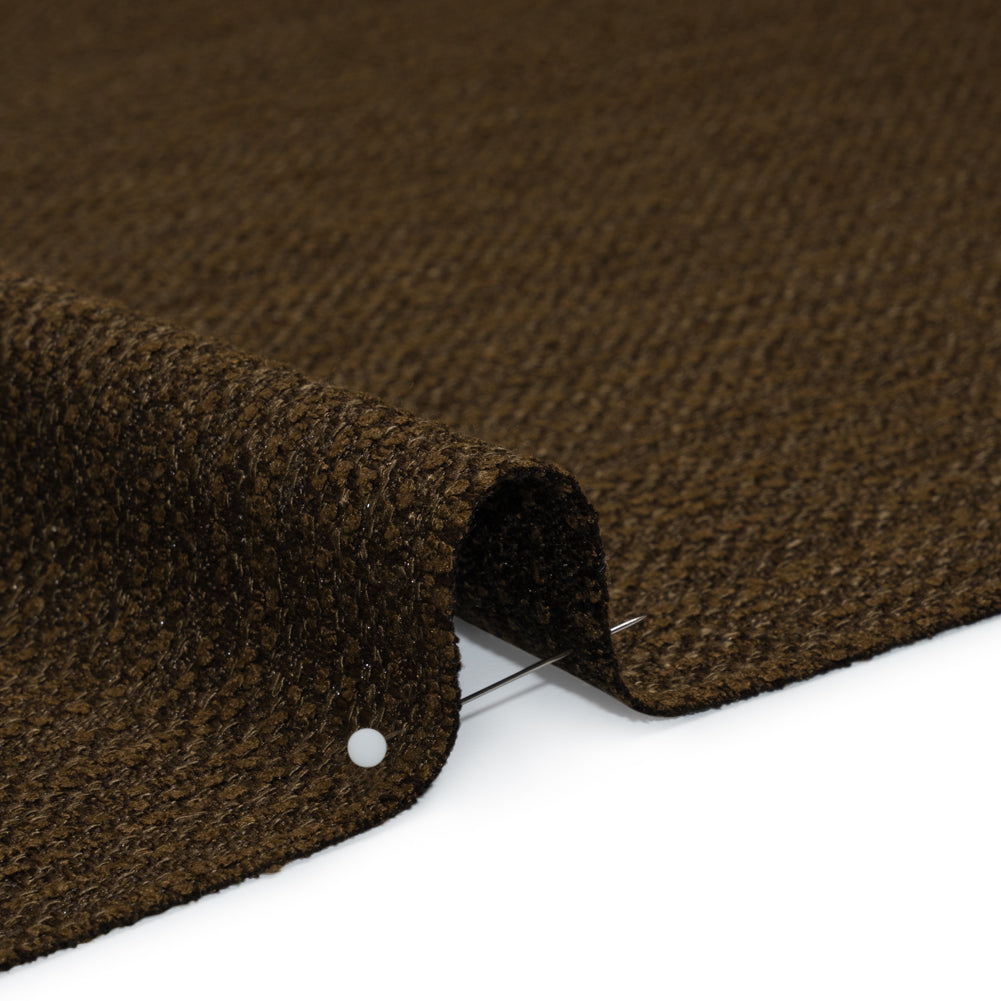 Textured Recycled Polyester Woven - Walnut Boucle Stripes - British Imported Textured Recycled Polyester Woven - Walnut Boucle Stripes - British Imported