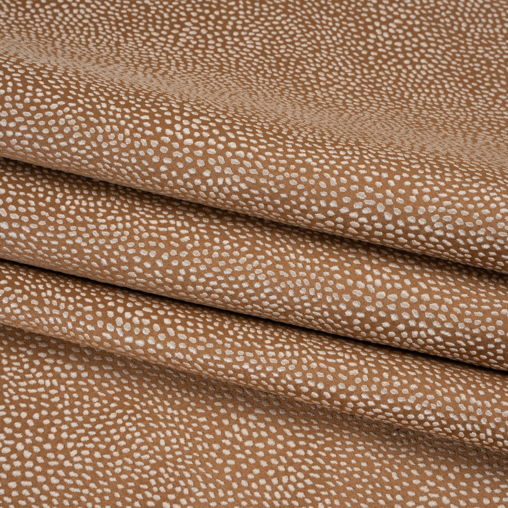Recycled Polyester Jacquard - Ginger Little All-Over Spots - British Imported Recycled Polyester Jacquard - Ginger Little All-Over Spots - British Imported