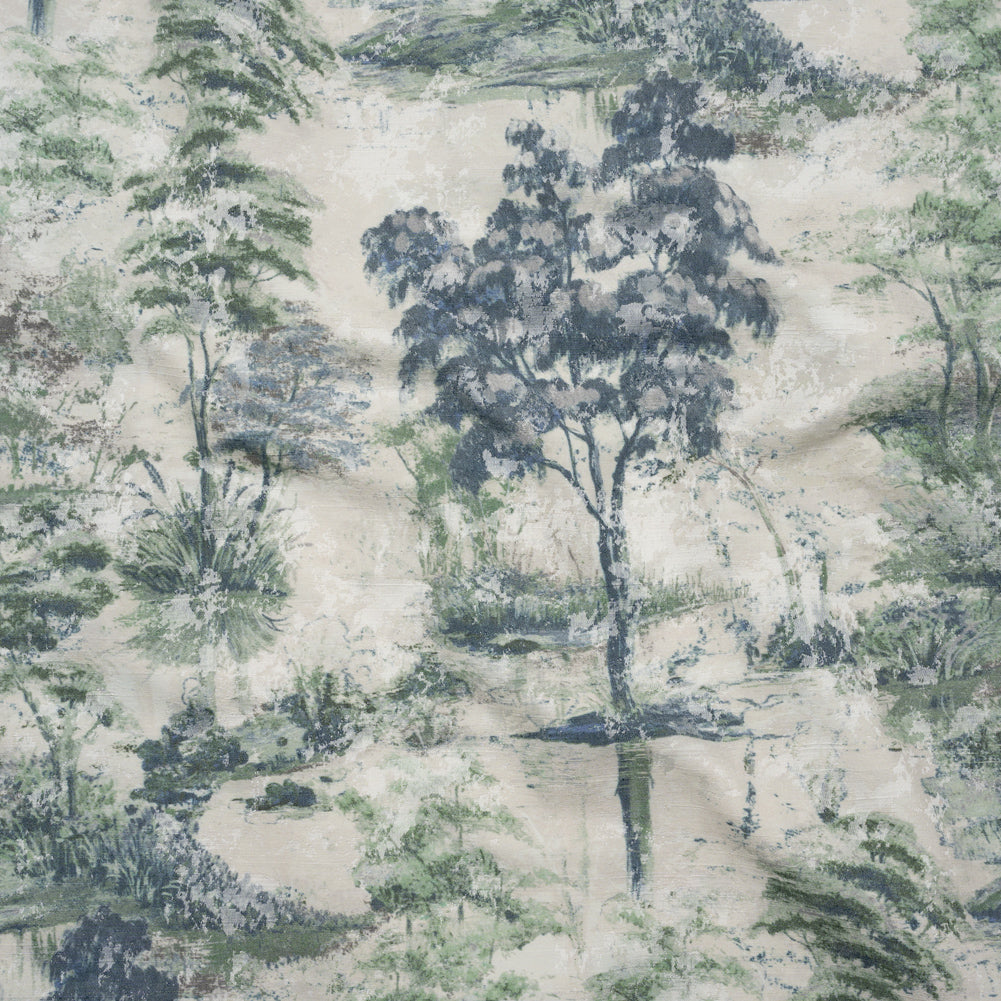 Drapery Jacquard Print - Denim Dreamy Trees - British Imported Drapery Jacquard Print - Denim Dreamy Trees - British Imported