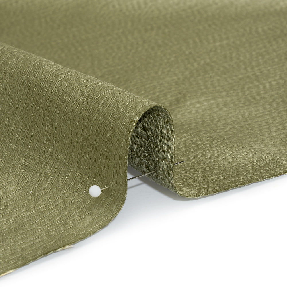 Luminous Textural Recycled Polyester Woven - Olive - British Imported - Detail Luminous Textural Recycled Polyester Woven - Olive - British Imported - Detail