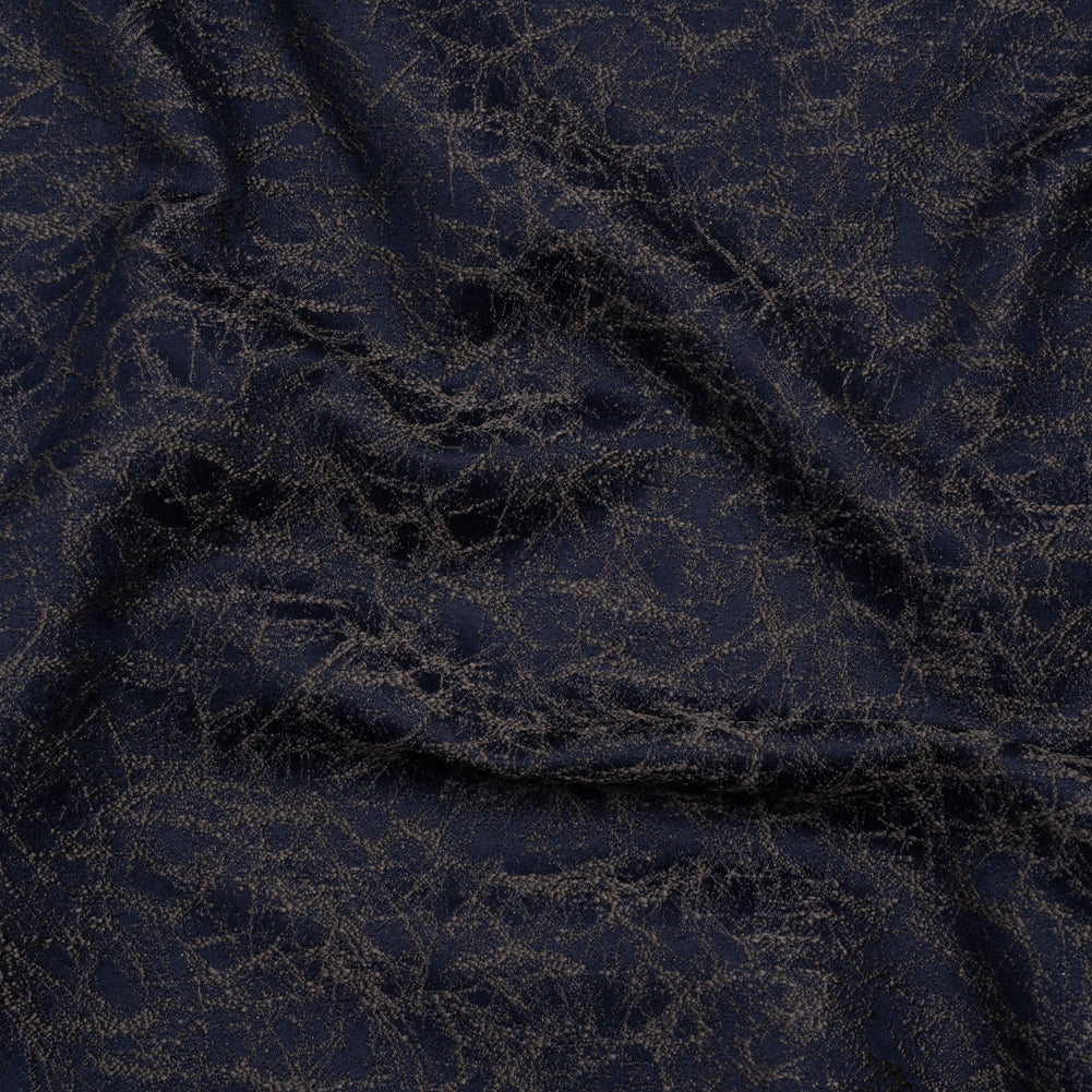 Satin-Faced Jacquard - Indigo Cracked - British Imported) Satin-Faced Jacquard - Indigo Cracked - British Imported)