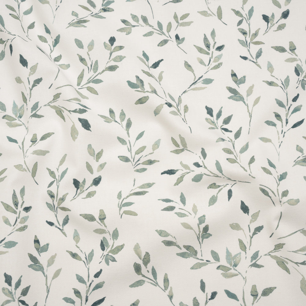 Printed Cotton Canvas - Duckegg Leafy Stems - British Imported Printed Cotton Canvas - Duckegg Leafy Stems - British Imported