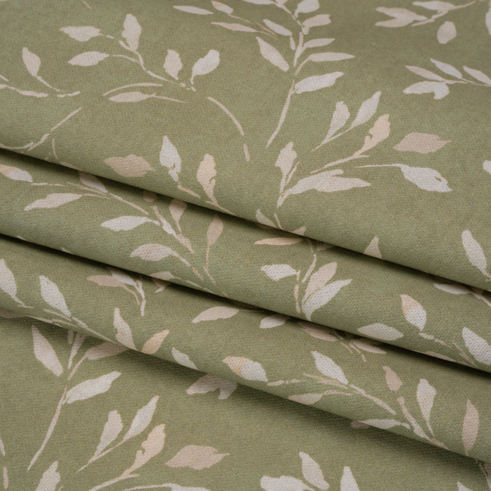 Printed Cotton Canvas - Sage Leafy Stems - British Imported Printed Cotton Canvas - Sage Leafy Stems - British Imported