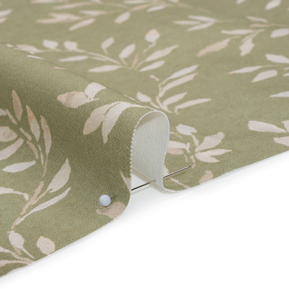 Printed Cotton Canvas - Sage Leafy Stems - British Imported Printed Cotton Canvas - Sage Leafy Stems - British Imported