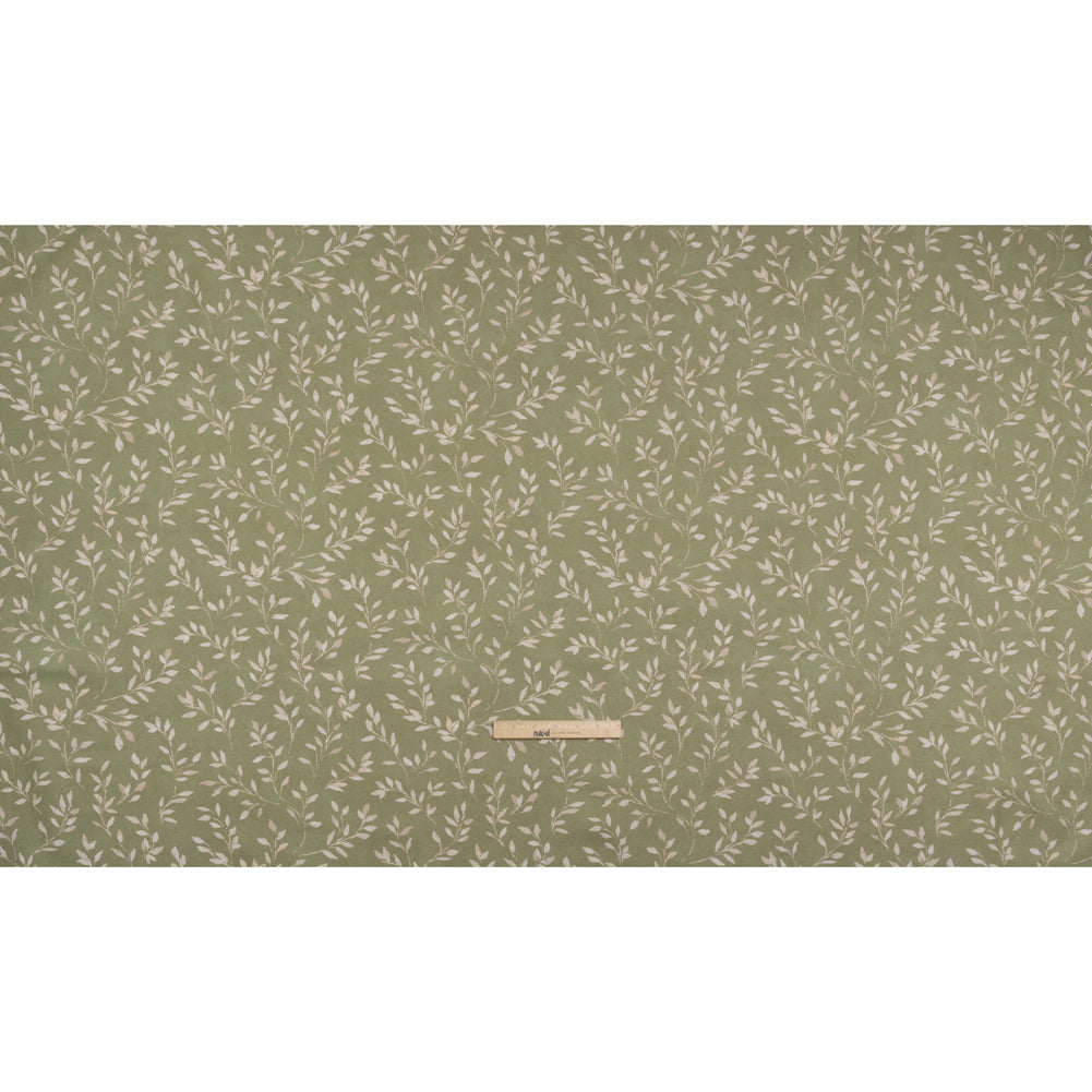 Printed Cotton Canvas - Sage Leafy Stems - British Imported Printed Cotton Canvas - Sage Leafy Stems - British Imported