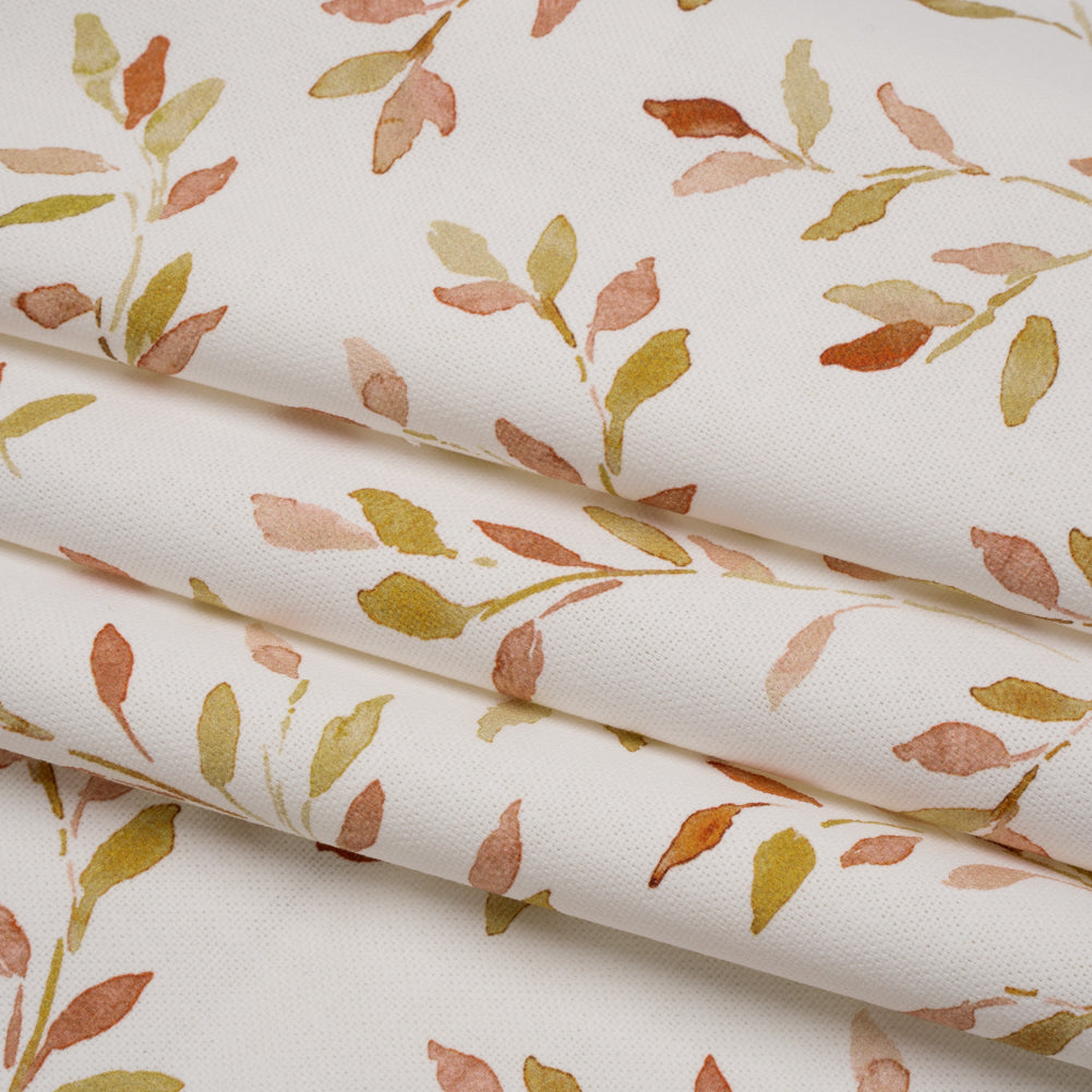 Printed Cotton Canvas - Sienna Leafy Stems - British Imported - Folded Printed Cotton Canvas - Sienna Leafy Stems - British Imported - Folded