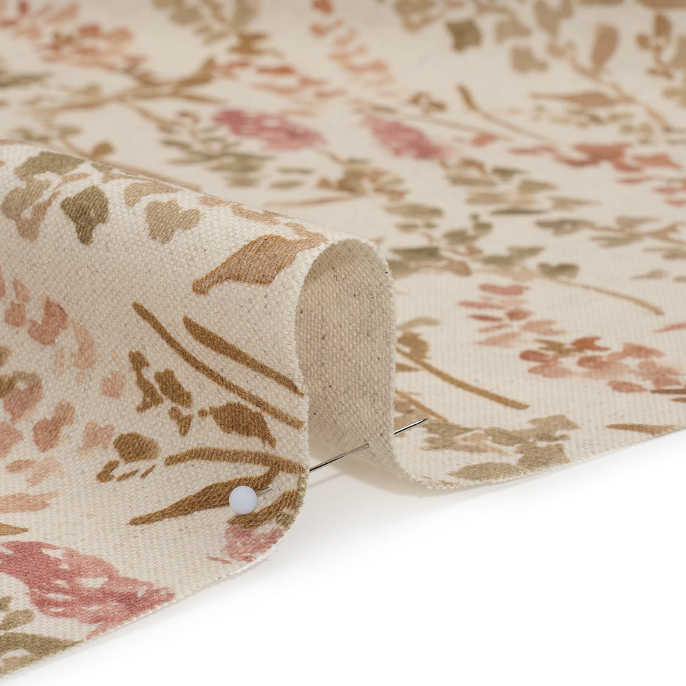 Printed Cotton and Linen Canvas - Berry Painterly Flowers - British Imported Printed Cotton and Linen Canvas - Berry Painterly Flowers - British Imported