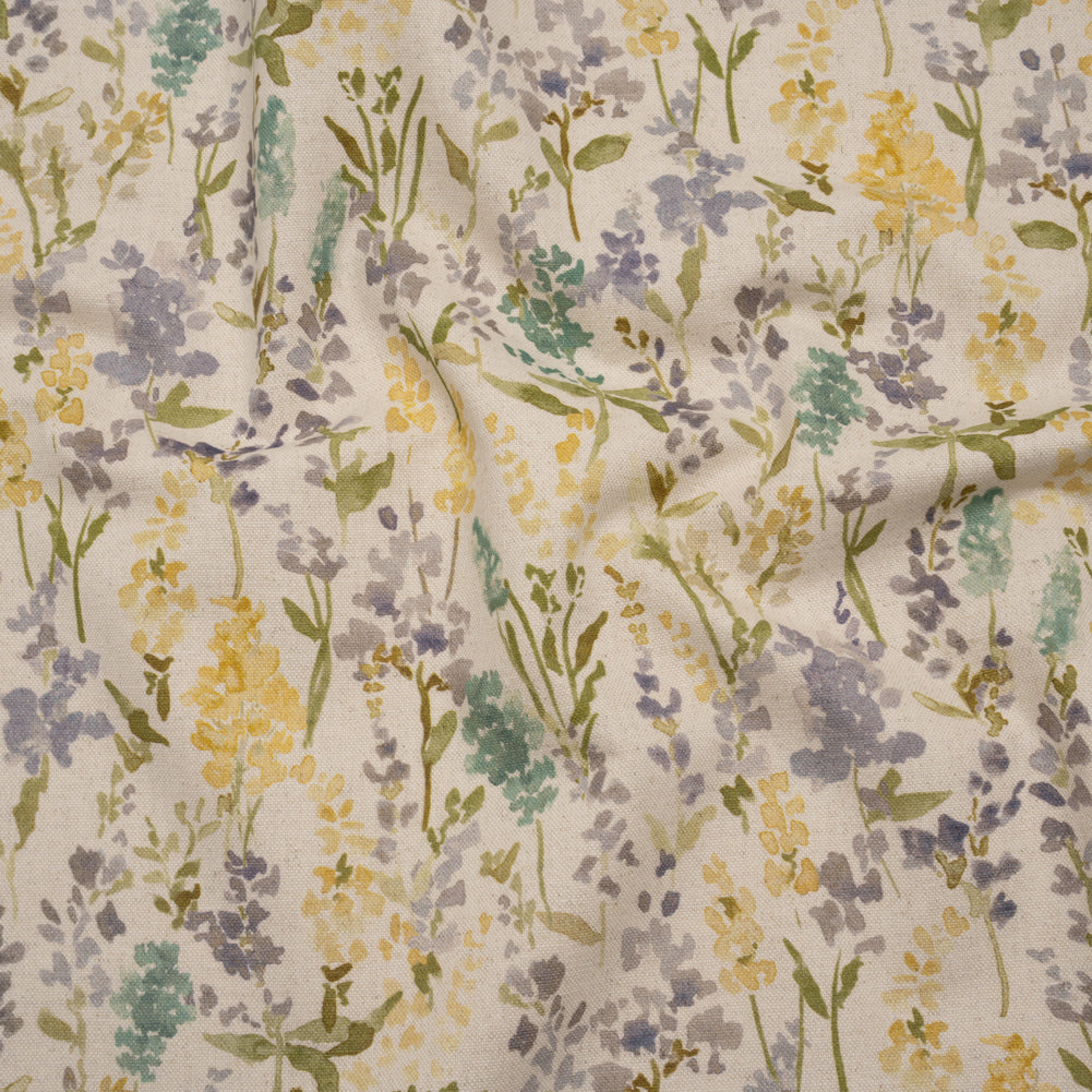 Printed Cotton and Linen Canvas - Heather Painterly Flowers - British Imported Printed Cotton and Linen Canvas - Heather Painterly Flowers - British Imported