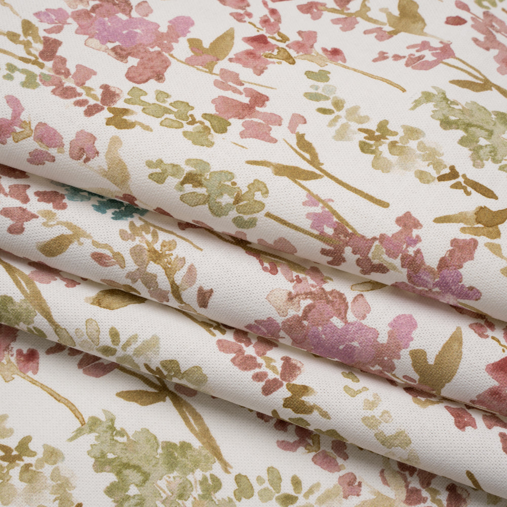Printed Cotton Canvas - Peony Painterly Flowers - British Imported - Folded Printed Cotton Canvas - Peony Painterly Flowers - British Imported - Folded