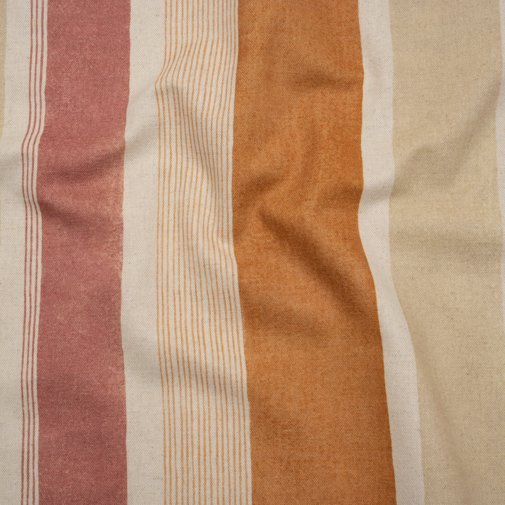 Printed Cotton and Linen Canvas - Ginger Stripes - British Imported Printed Cotton and Linen Canvas - Ginger Stripes - British Imported