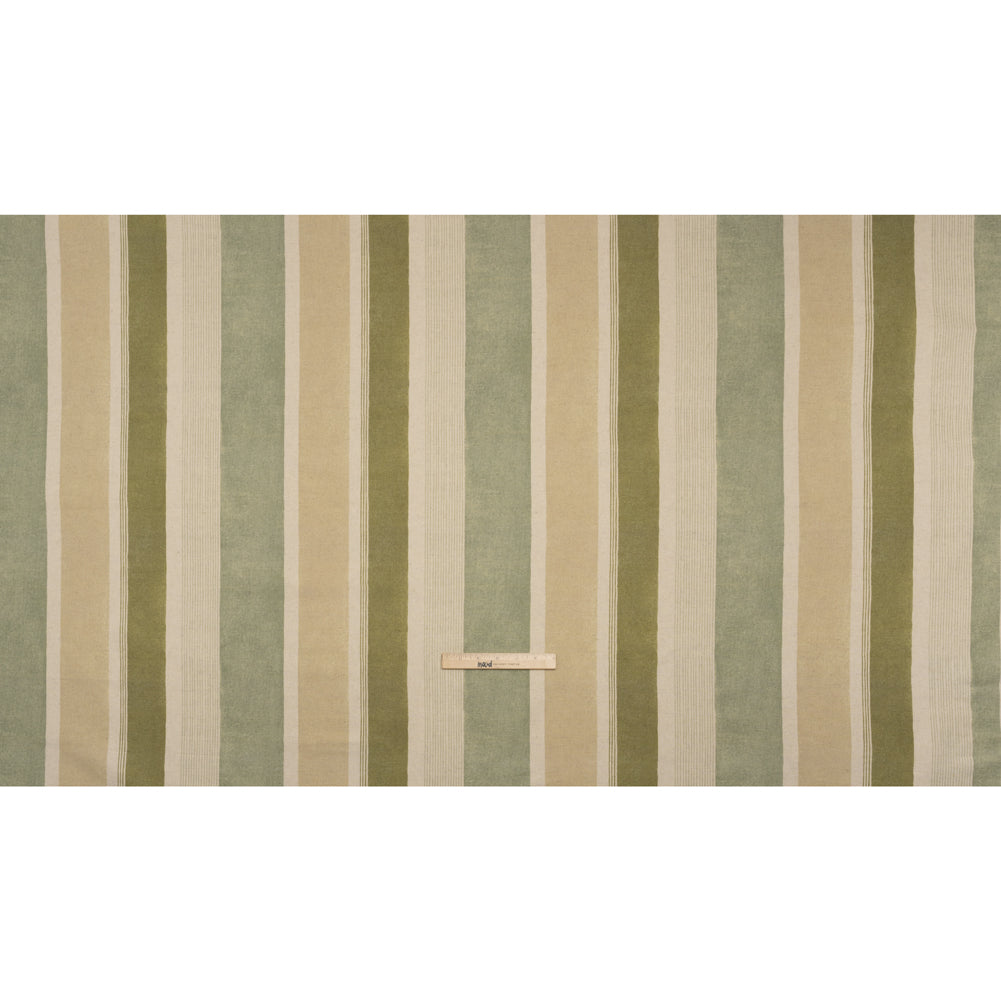 Printed Cotton Canvas - Moss Stripes - British Imported - Full Printed Cotton Canvas - Moss Stripes - British Imported - Full