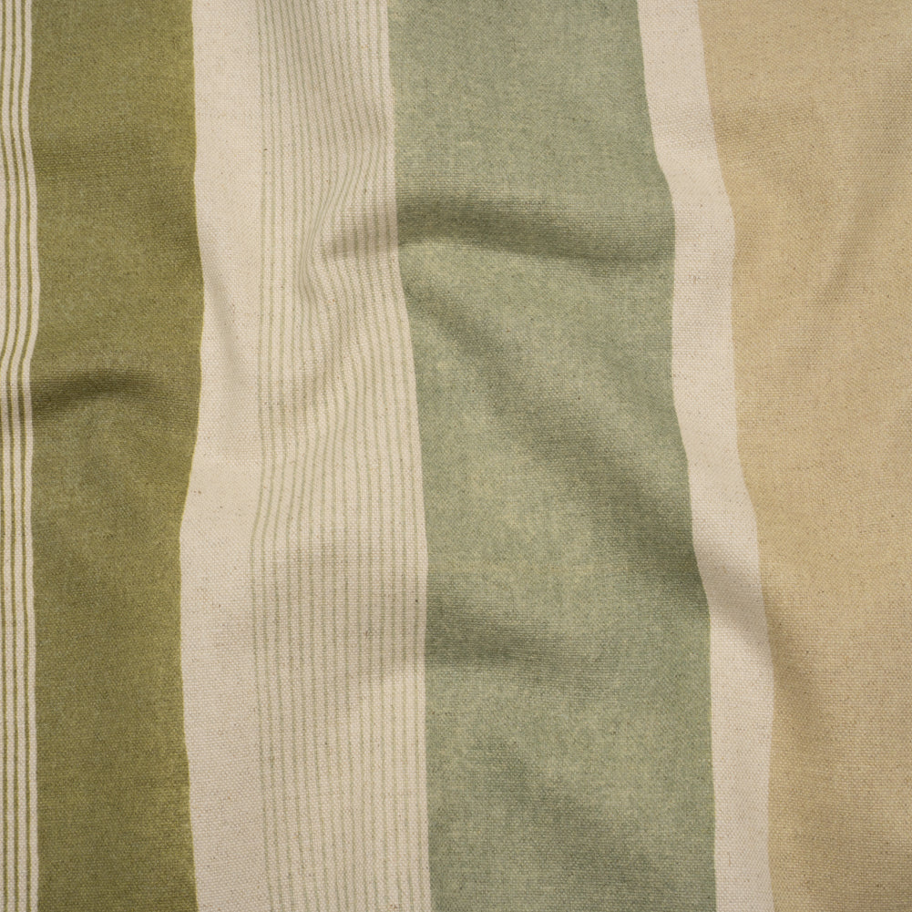 Printed Cotton Canvas - Moss Stripes - British Imported Printed Cotton Canvas - Moss Stripes - British Imported
