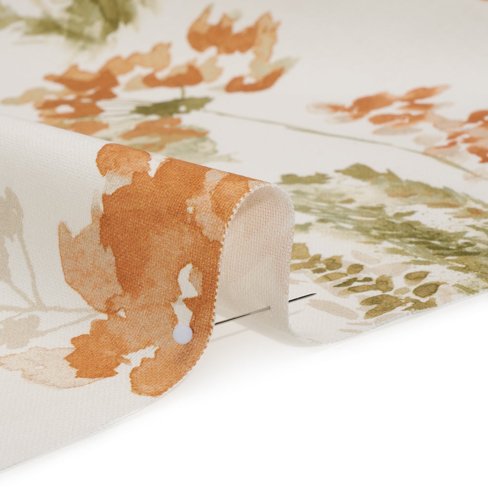 Printed Cotton Canvas - Ginger Watercolor Blooms - British Imported Printed Cotton Canvas - Ginger Watercolor Blooms - British Imported