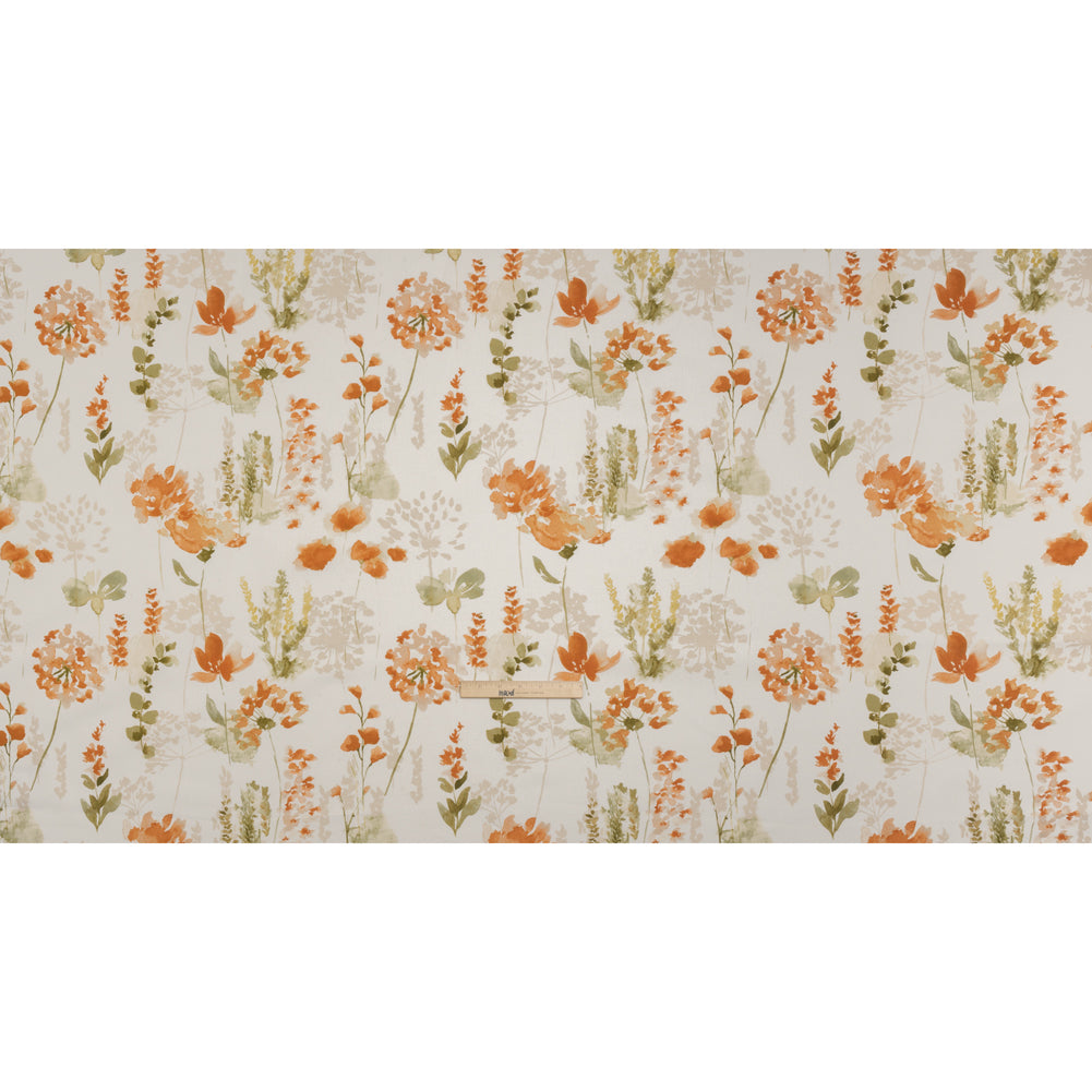 Printed Cotton Canvas - Ginger Watercolor Blooms - British Imported Printed Cotton Canvas - Ginger Watercolor Blooms - British Imported