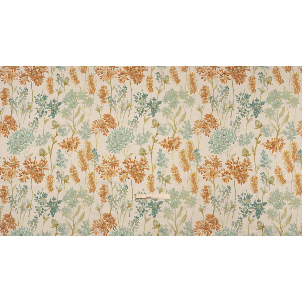 Printed Cotton Canvas - Ginger Blooming Watercolor Garden - British Imported Printed Cotton Canvas - Ginger Blooming Watercolor Garden - British Imported