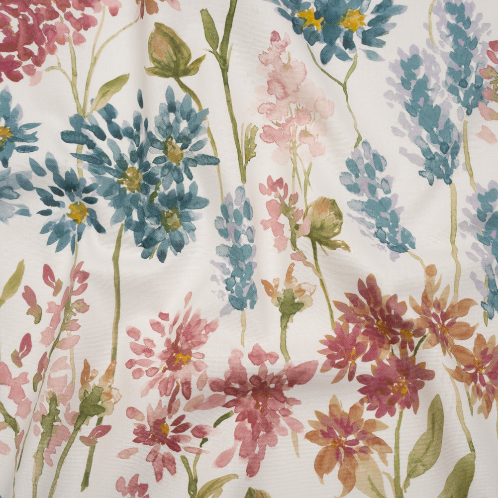 Printed Cotton Canvas - Peony Blooming Watercolor Garden - British Imported Printed Cotton Canvas - Peony Blooming Watercolor Garden - British Imported